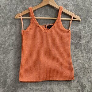 Vintage Ralph Ralph Lauren Shirt Womens XS Orange Tank Top Crocket Ribbed Knit